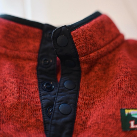 L.L. Bean Boys 3T Red & Navy Pullover Sweater Mock Neck Button Closure - Picture 8 of 10